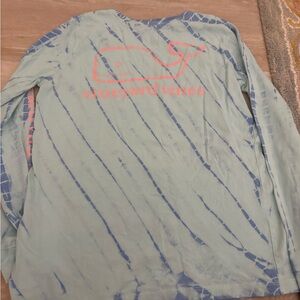 Vineyard Vines Light Blue and Pink Long Sleeve Tee